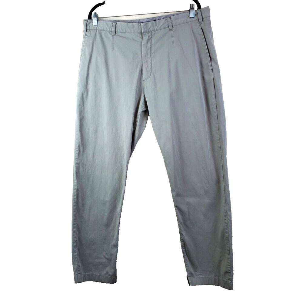 Theory Mens‎ 36 Pants Gray Straight Leg Chino Pockets Stretch Cotton 36 x 30